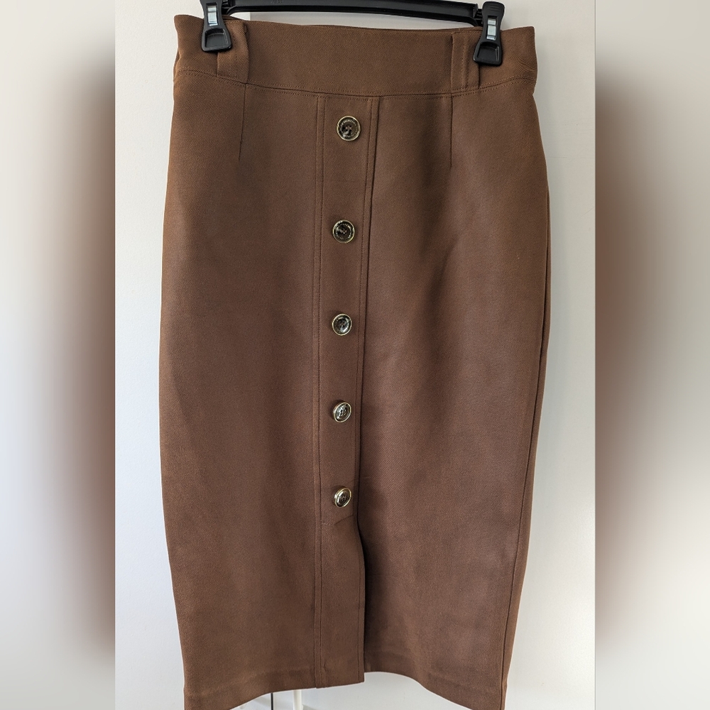 Sophisticated Button-Front Pencil Skirt